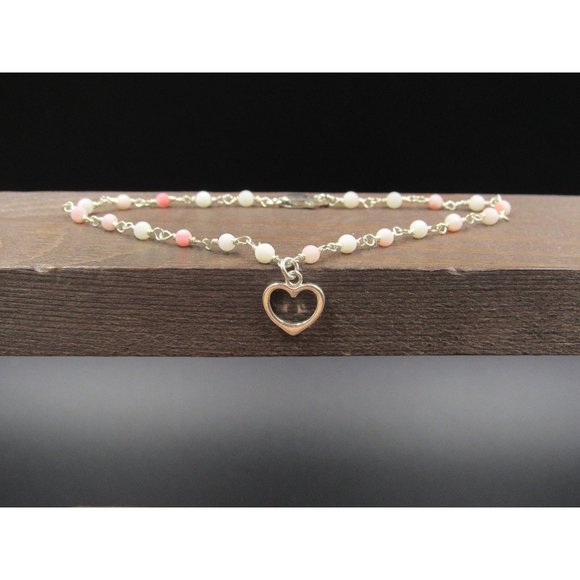 8" Sterling Silver Small Love Heart Charm Dainty Bracelet Vintage Elegant - Picture 1 of 7